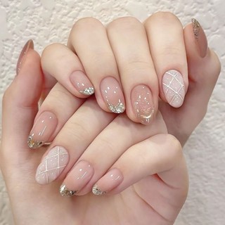 🎀臺灣出貨☘️ 家千金小香風手工穿戴甲法式亮片碎鉆貓眼ins仙女名媛公主美甲 美甲 美甲貼片 指甲貼片 指甲 穿戴甲