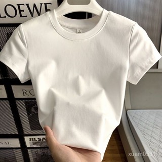 💖熱賣爆款💖MAOYOU100%純棉氣質百搭正肩圓領T恤女短袖2024夏季新款修身上衣 W5XT