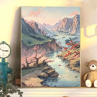【客製化油畫】 中國風山水數字油畵diy手工填色彩繪塗鴉治癒解壓閨蜜生日禮物 JY 油畵