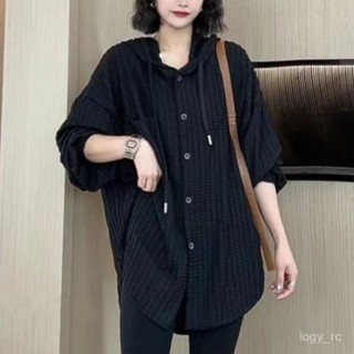 精緻女人生活館💄特大碼300斤粉色長袖防曬衣女胖m百搭中長款寬鬆開衫連帽薄款外套