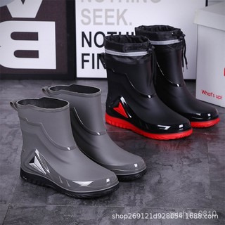 洋洋刀匠【臺灣熱銷】束口時尚雨鞋男士新款短筒防滑中筒雨靴短款水鞋加絨工作戶外