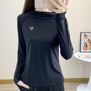 萊拉丨秋季健身戶外運動服跑步速乾衣女長袖t恤薄款套頭連帽透氣防曬衣排汗衫女運動長袖長袖排汗衫健身運動長袖上衣