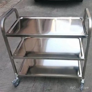 ✨開立發票 不銹鋼餐車 加厚小推車 酒店餐廳商用酒水車 收碗車廚房手推車 擺地攤 不鏽鋼車 小託車