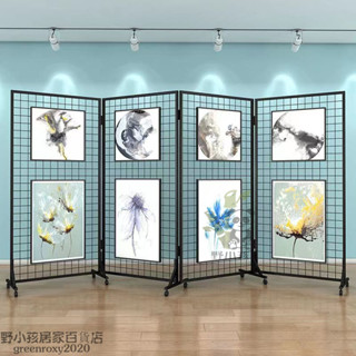 免運 可開發票 畫展展示架 工業風鐵絲網 裝飾網格 鐵藝屏風隔斷 摺疊網架 可移動擺攤