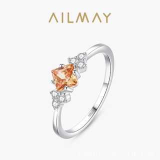 AILMAY✨正品授權✨香港直發S925純銀香檳色閃鑽鋯石戒指女歐美ins輕奢優雅指環精緻百搭手飾 女生戒指 韓版戒指