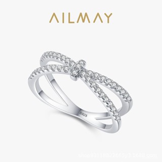 AILMAY✨正品授權✨香港直發s925銀交叉綫條戒指女歐美ins網紅輕奢高級感鑲鑽閉口食指指環批
