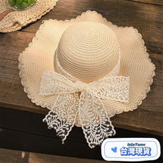 🎶小鈴音Isletune🔔推薦🔔防曬漁夫帽帽子女太陽棒球帽帽子夏季蕾絲草帽蝴蝶結海邊沙灘遮陽防曬度假帽簷遮陽帽太陽