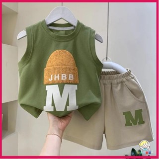 🧡限時特惠🧡【90-150碼】兒童無袖背心短褲套裝 男童夏天背心 夏天寶寶無袖衣服童裝中大童洋氣運動兩件套HL