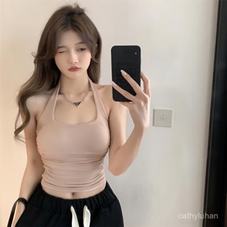 ✨優選大碼✨夏季吊帶背心女大碼300斤掛脖吊帶小背心女夏季胖mm外穿短款帶胸墊內搭無袖上衣無袖上衣吊帶背心大碼背心 QK