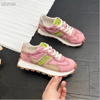 臺灣熱賣💕免運 實拍 真皮 粉色 潮流 女鞋 2025春季夏季新款 ins 爆款 鬆糕鞋 厚底 休閒鞋 運動鞋