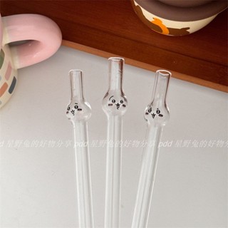 新品特惠 家用吸管 日系吉伊小八創意玻璃吸管ins可愛耐高溫透明直身吸管喝奶茶飲料 可愛吸管 玻璃吸管 吸管 居家必備