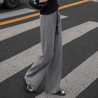高腰格子褲 直筒褲 長褲 休閑褲 褲子 春夏褲女夏季筒褲廢土風寬鬆顯瘦新款高腰韓直筒休閒褲子 春夏裝上衣 韓版女裝