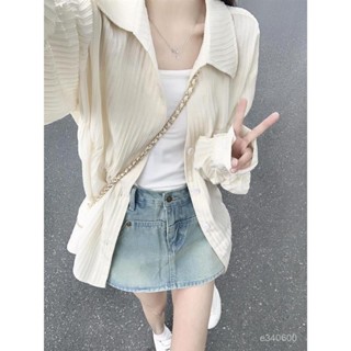 【高品質】新款夏季法式防曬襯衫外套女 原創設計學院風開衫襯衣 秋季薄款外套 女生外套 韓系長袖外套上衣 防曬外套FS