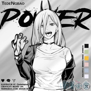 鏈鋸人電鋸人周邊短袖上衣服power帕瓦漫畫聯名潮牌男女半袖t恤夏
