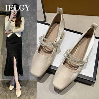 ielgy 婚鞋2025單鞋女粗跟旗袍伴娘鞋日常瑪麗珍方頭高跟鞋