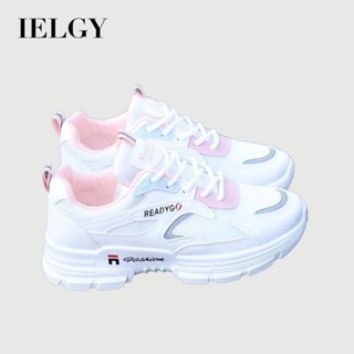 IELGY 時尚休閒粉色白色老爹鞋女2025韓版百搭休閒網面運動鞋學生跑步