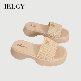 IELGY 熱門時尚方頭涼鞋女外穿厚底防滑沙灘