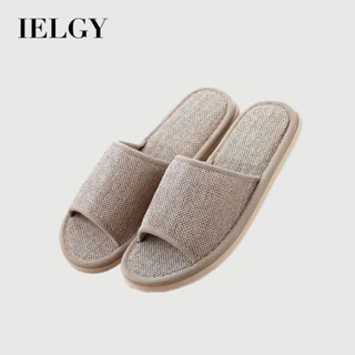 IELGY 純色家居木地板亞麻拖鞋酒店情侶靜音eva泡底室內家居拖鞋