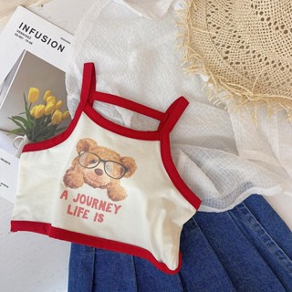 Lovelg baby🌷兒童吊帶背心女外穿夏季薄款純棉寶寶夏裝女童上衣夏短款時尚洋氣