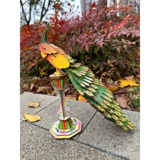 ┏優品 嚴選┛✨ 精品特惠✨孔雀木製3D立體模擬模型拚圖 兒童手工益智玩具動物DIY手工禮物