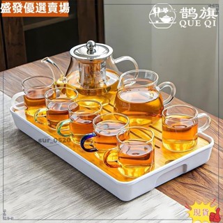 ✨臺灣出貨＋可開發票✨日式耐熱玻璃茶壺 玻璃泡茶壺套裝 茶杯小套裝 茶盤 家用茶壺 功夫過濾茶具 全套紅茶泡茶laiz