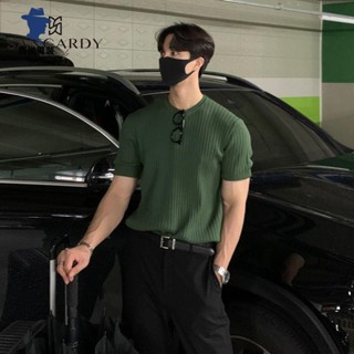 簡尚 春秋男士t恤 短袖針織衫彈力韓版修身美式韓國東大門男裝型男上衣YU