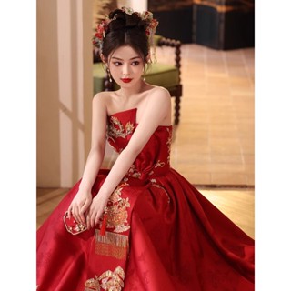 ISLAND#國風高階感敬酒服紅色2025新款複古宮廷風中式結婚禮服宴會訂婚裙