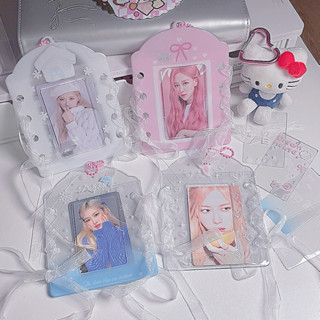 Ins芭蕾3寸小卡片展示掛pvc保護套照片卡掛絲帶原創滿屋