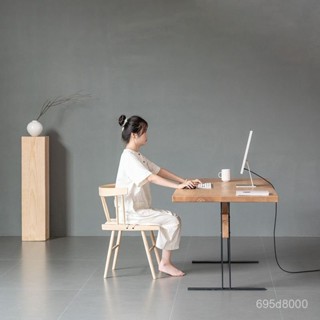 簡約現代實木書桌學生家用小戶型餐桌原木辦公電腦桌子工作臺桌麵