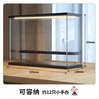 【盒子行動】 公仔展示盒 亞克力收納盒 泡泡瑪特 手辦盲盒 燈光場景 防塵收納盒 展示盒 適用角色階梯式Q版手辦高階黑