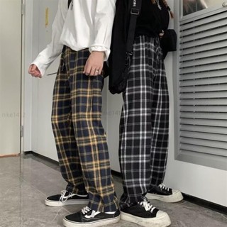 【臺灣出貨】黑白格子褲 薄款男生直筒寬鬆春夏新款復古休閒褲 格子褲 格紋褲 直筒褲 長褲男 男生褲子 情侶 潮褲（ZSD