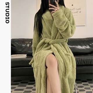 睡袍女士睡衣浴袍秋冬款冬季加長款性感法蘭絨加厚加絨珊瑚絨冬天 範德林德