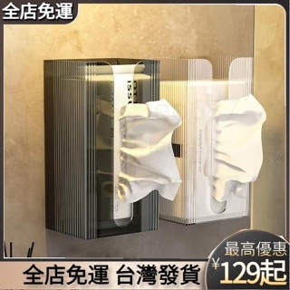 『熱銷推薦』 亞克力紙巾盒 壁掛式 紙巾盒 收納洗臉巾面巾 抽紙盒 家用衛生間廁所廚房掛牆掛壁盒
