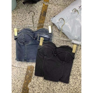 ✈【限時特賣】 抹胸牛仔吊帶背心 女內搭性感收腰 修身裹胸 打底 無袖上衣
