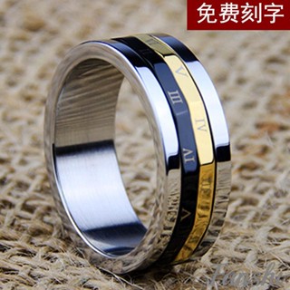 Fanshi刻字戒指｜客製羅馬數字轉動戒指 食指單身 男生戒指 戒指男 男戒 尾戒 戒子 鈦鋼戒指 轉運戒指 指環 銀戒