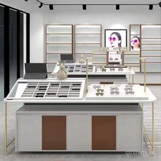 【限時優惠】眼鏡店裝修展示櫃一體烤漆時尚眼鏡櫃玻璃櫃中島眼鏡貨架櫃臺定製 YLOK