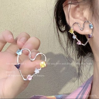 【精緻女人】愛的摩天輪彩色愛心鋯石獨特耳環小眾高階感氣質耳夾簡約