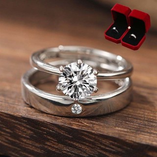 🔥牛鋪飾品🔥新款婚禮儀式感鑽戒鍍銀色高階感莫桑模擬結婚戒指一對男女有意義