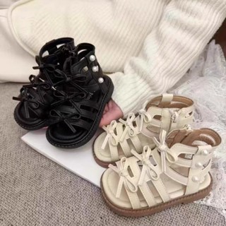 💕洋洋兒童店💕 女童涼鞋 兒童涼鞋 女寶寶時尚夏季新款露趾高幫羅馬鞋洋氣軟底公主風學步涼鞋 女童高幫涼鞋 女童羅馬涼鞋