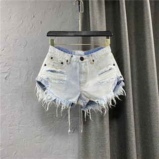 ins性感低腰牛仔短褲女夏裝毛邊褲2025新款韓版寬鬆破洞a字闊腿褲 NAGS