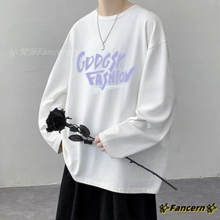 ✨Fancern✨ 臺灣出貨 長袖T恤男潮牌ins寬鬆港風體桖春秋季新款男生上衣韓版潮流打底衫