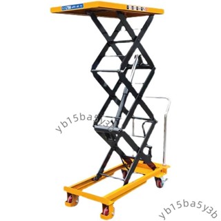定製手動液壓升降平臺車移動剪叉式電動升降機小型簡易小推車家用（不含運）