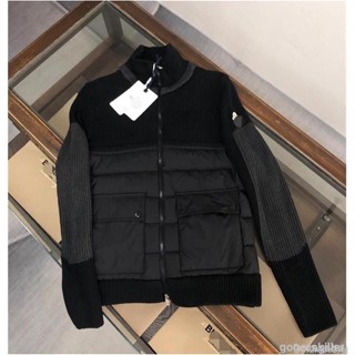 新款高品質拼接針織立領羽絨服 男生女生外套 冬保暖修身休閒上衣外套 防風外套 輕盈保暖羽絨外套綠色 黑色外套熱賣