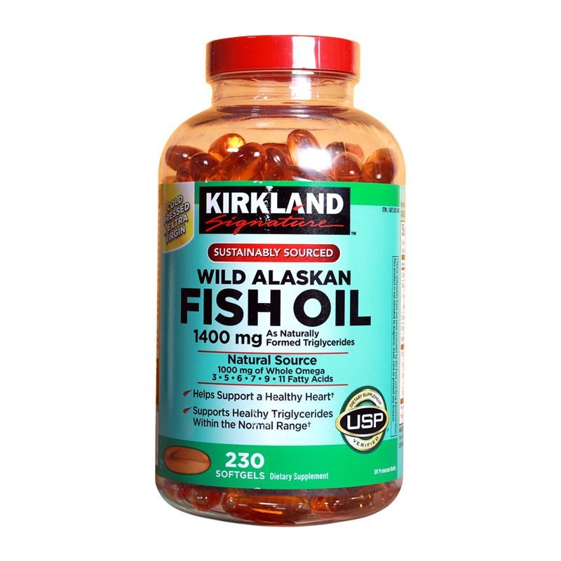 美國進口Kirkland柯克蘭野生深海魚油膠囊230粒1400mg健身Omega3