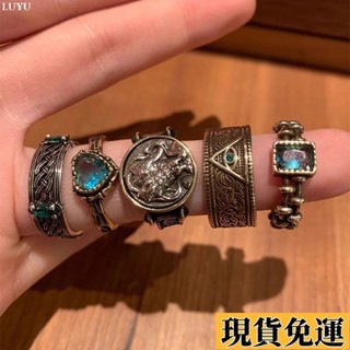 𝙻𝚞𝚢𝚞🚀限時免運做舊中古vintage戒指女款ins小眾設計高階感2024新款氣質食指戒指
