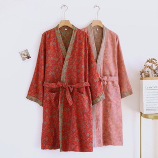 日本浴衣 女生睡衣 睡衣夏天 浴衣 和服 病人服 汗蒸服 浴袍 睡袍女薄款純棉紗布日式睡衣長款浴袍日係和服浴衣汗蒸服