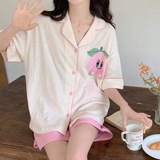 睡衣女夏天純棉薄款短袖可愛甜美網紅風卡通家居服可外穿兩件套裝純棉短袖睡衣女士夏季短袖睡衣女士居家休閒短袖睡衣