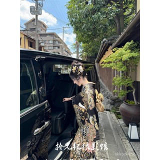 和服 日式和服 角色扮演 和風 浴衣 拍照道具 神明少女日本和服黑道韆金改良日式寫真連衣裙正裝傳統攝影拍照服 TPND