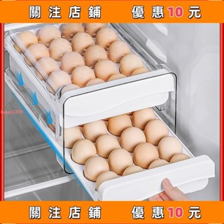 推薦 冰箱鷄蛋收納盒 廚房蛋盒 收納整理盒 大容量專用蛋託 抽屜式鷄蛋盒#happy2379