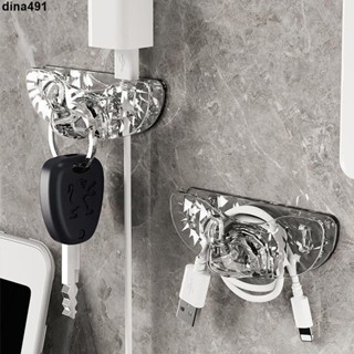 臺灣熱銷︱插頭電源線固定器 收納理線器 免打孔固定理線夾電線 繞線器 插頭架 插頭掛架 免打孔強力粘膠掛鉤 透明插頭掛勾